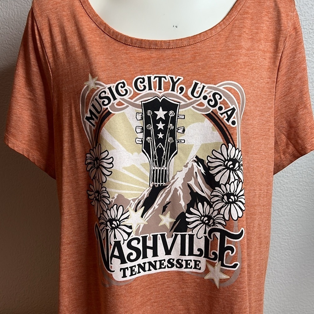 🛍️ 4 for $25 Nashville Music City Tee – Soft Burnt Orange, Boho Graphic (14/16)
